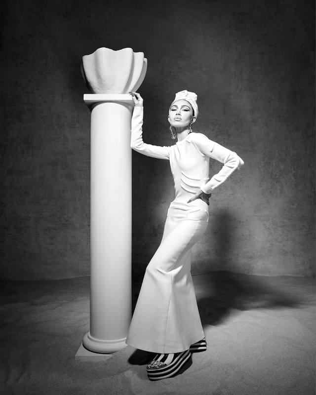 Long Dress In Viscose With Three-Dimensional Bone Embroidery